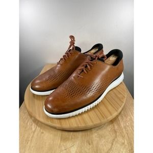 Cole Haan 2.ZeroGrand British Tan Ivory Lined Laser Wingtip Oxford Casual Shoes